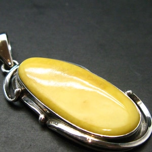 Natural  Baltic Amber 925 Silver Pendant - 2.4&quot;