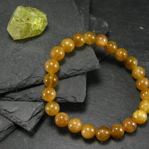 Rare Golden Apatite Genuine Bracelet From Mexico ~ 7 Inches  ~ 8mm Round Beads