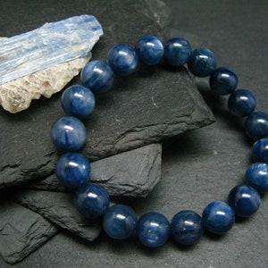 Blue Kyanite Genuine Bracelet ~ 7 Inches  ~ 10mm Round Beads