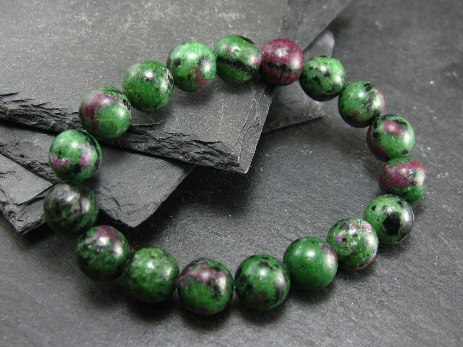 Ruby in Zoisite Genuine Bracelet ~ 7 Inches ~ 10mm Round Beads - Etsy