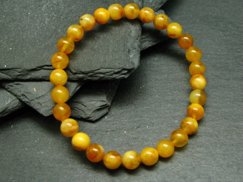Butterscotch Baltic Amber Genuine Bracelet ~ 7 Inches ~ 7mm Round Beads
