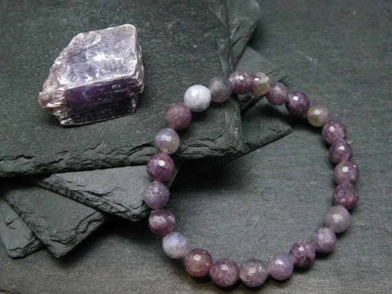 Bracelet En Lépidolite Et Onyx - Pierres 8mm - Ajustable - Neuf Avec étiquettes