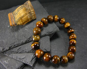 Tiger Eye Genuine Bracelet ~ 7 Inches  ~ 10mm Round Beads