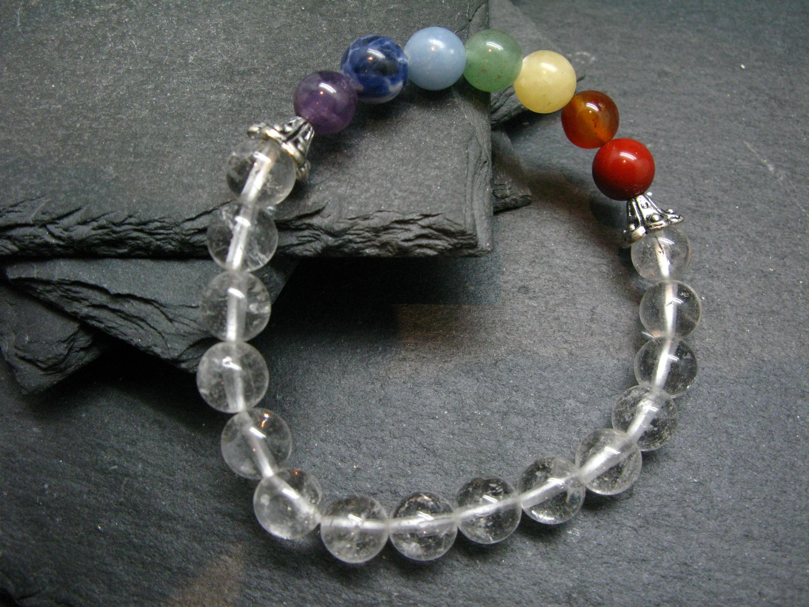 Bracciale Elasticizzato Con Pietre Naturali – Cristallo Quarzo 8mm – Unisex Chakra – Regalo Benessere
