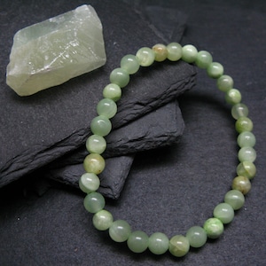 Green Calcite Genuine Bracelet ~ 7 Inches  ~ 6mm  Round Beads