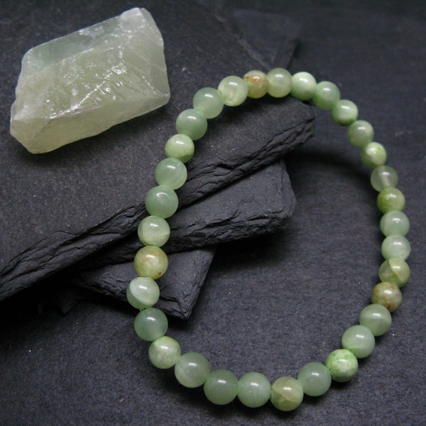 Bracelet authentique Calcite Vert ~ 7 Pouces ~ Perles Rondes de 6mm