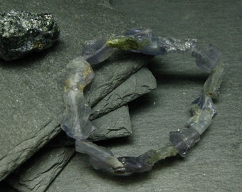 Pulsera genuina de iolita y cordierita de ~ 7 pulgadas ~ cuentas crudas de 15 mm