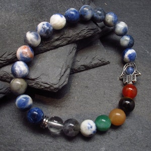 7 Chakra & Sodalite Genuine Bracelet ~ 7 Inches  ~ 8mm Round Beads