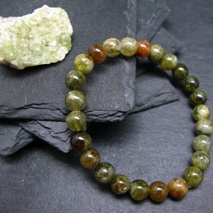 Vesuvianite Idocrase Genuine Bracelet ~ 7 Inches  ~ 8mm Round Beads