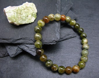 Vesuvianite Idocrase Genuine Bracelet ~ 7 Inches  ~ 8mm Round Beads