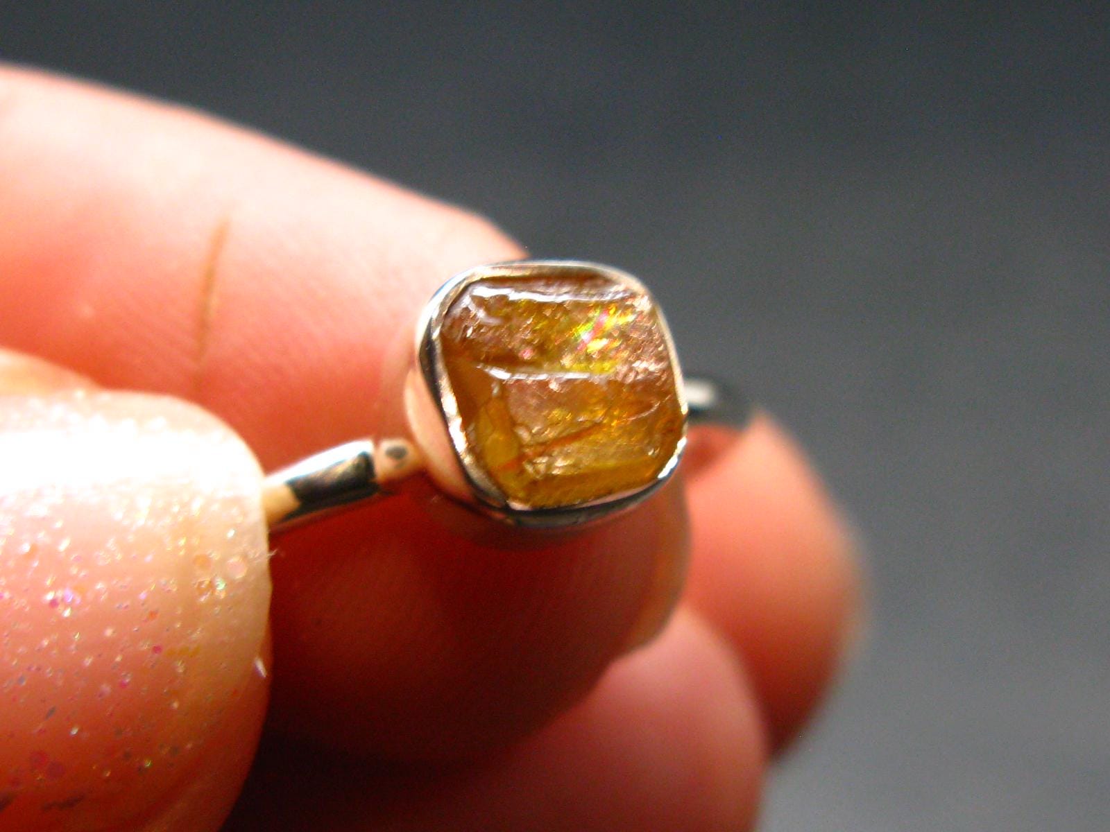 スペイン産スファレライトシルバーリング - サイズ7 - 1.94グラム