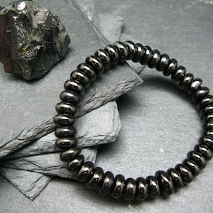 Elite Noble Shungite Genuine Bracelet ~ 7 Inches  ~ 10mm Rondelle Beads