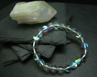 Angel Aura Quartz Genuine Bracelet ~ 7 Inches  ~ 8mm Round Beads