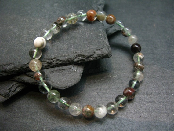 Phantom Quartz Genuine Bracelet Inches 6mm Round Beads