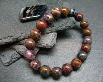 Pietersite Genuine Bracelet ~ 7 Inches  ~ 10mm Round Beads