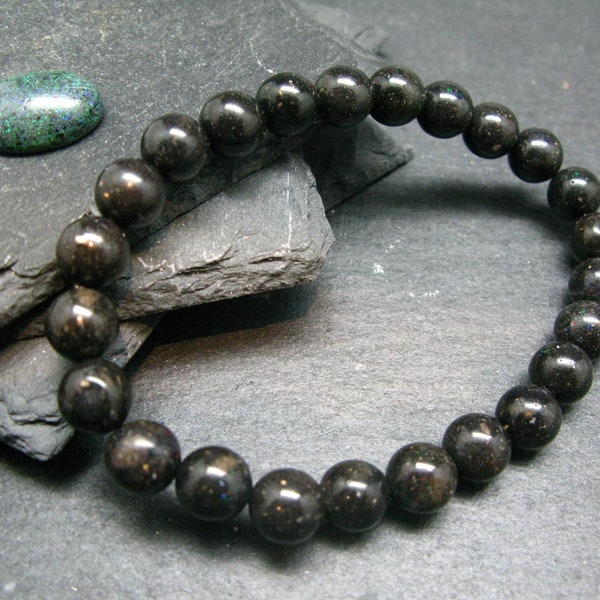 Black Opal Genuine Bracelet ~ 7 Inches  ~ 8mm Round Beads