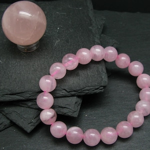 Rose Quartz Genuine Bracelet ~ 7 Inches  ~ 10mm Round Beads