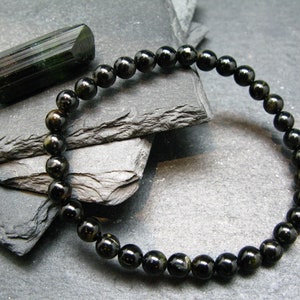 Pulsera de turmalina verde auténtica (7 pulgadas, cuentas redondas de 5 mm)
