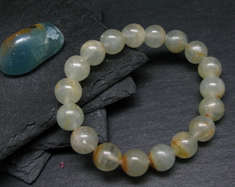Pulsera genuina de calcita acuatizada lemuriana de ~ 7 pulgadas ~ cuentas redondas de 12,5 mm