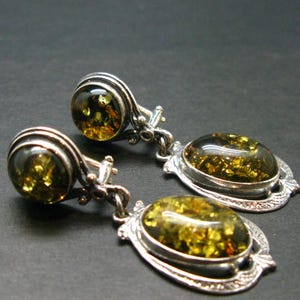 Baltic Amber 925 Silver Clip On Earrings