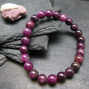 Ruby Genuine Bracelet ~ 7 Inches  ~ 8mm Round Beads