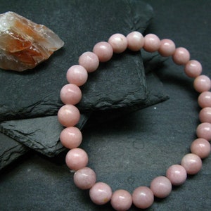 Intense Pink Calcite Genuine Bracelet ~ 7 Inches  ~ 8mm  Round Beads