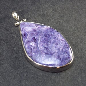 Lilac Stone!!! Stunning Silky Charoite Sterling Silver Pendant From Russia - 2.3" - 15.1 Grams