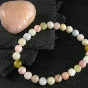 Aquamarine & Morganite Genuine Bracelet ~ 7 Inches  ~ 6mm Round Beads