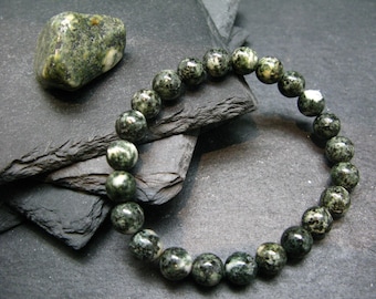 Preseli Stonehenge Bluestone Genuine Bracelet ~ 7 Inches  ~ 8mm Round Beads
