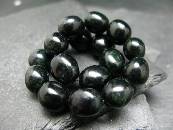 Black Jade Nephrite Genuine Bracelet ~ 7 Inches ~ 10mm Tumbled