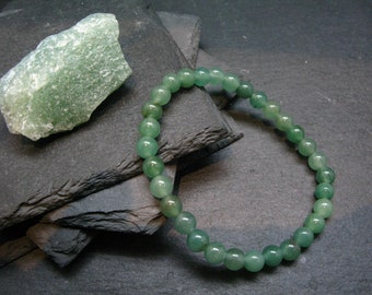 Green Aventurine Genuine Bracelet ~ 7 Inches  ~ 6mm Round Beads