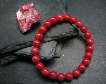 Rhodonite Gem Genuine Bracelet ~ 7 Inches  ~ 8mm Round Beads
