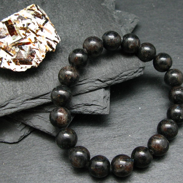 Astrophylite Astrophyllite Genuine Bracelet ~ 7 Inches  ~ 10mm Round Beads