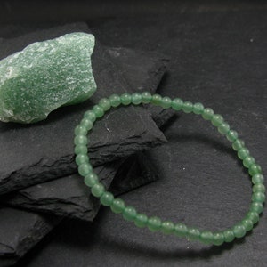 Green Aventurine Genuine Bracelet ~ 7 Inches  ~ 4mm Round Beads
