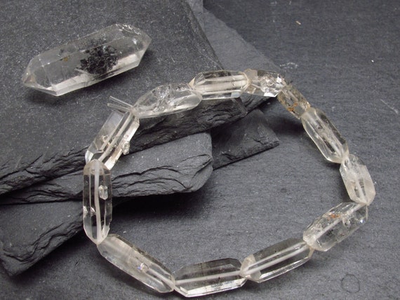 Tibetan Black Quartz Genuine Bracelet 7 Inches 18mm Crystal Beads