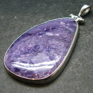 Lilac Stone!!! Stunning Silky Charoite Sterling Silver Pendant From Russia - 2.3" - 15.82 Grams