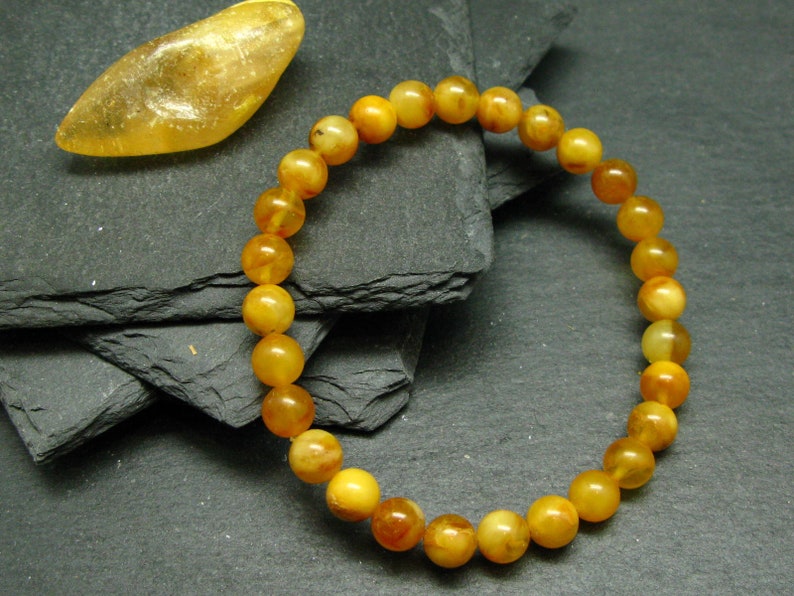 Butterscotch Baltic Amber Genuine Bracelet ~ 7 Inches ~ 7mm Round Beads
