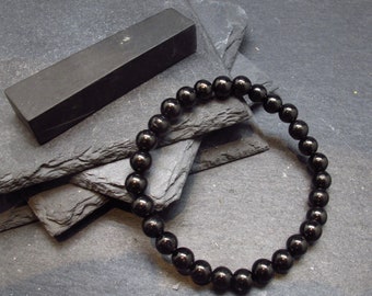 Whitby Jet Genuine Bracelet From UK ~ 7 Inches  ~ 6mm Round Beads
