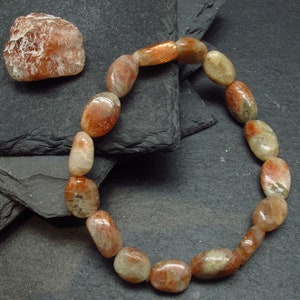 Sunstone Genuine Bracelet ~ 7 Inches  ~ 10mm Tumbled Beads