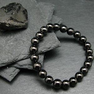 Elite Noble Shungite Genuine Bracelet ~ 7 Inches  ~ 8mm Round Beads