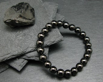 Elite Noble Shungite Pulsera genuina ~ 7 pulgadas ~ 8mm cuentas redondas