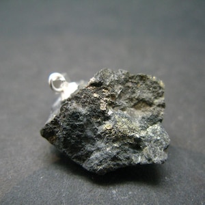 Healers Gold Pyrite With Magnetite Raw Stone Silver Pendant From USA - 1.0&quot; - 4.07 Grams