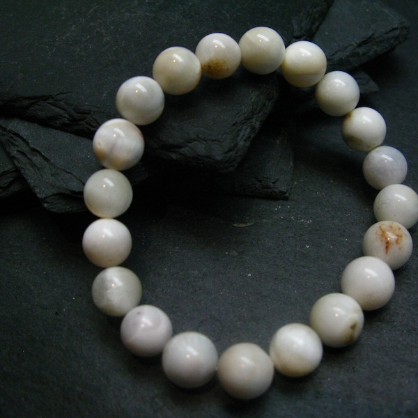 Natrolite Genuine Bracelet ~ 7 Inches  ~ 8mm Round Beads