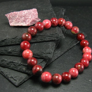 Thulite Genuine Bracelet ~ 7 Inches  ~ 8mm Round Beads