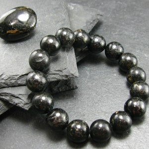 Nuumite Nuummite Genuine Bracelet ~ 7 Inches  ~ 12mm Round Beads