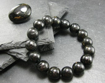 Nuumite Nuummite Genuine Bracelet ~ 7 Inches  ~ 12mm Round Beads