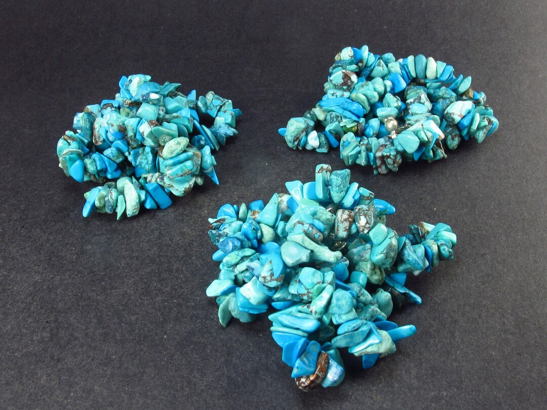 希望の石!! 本物のターコイズフリーフォームビーズネックレス3個セット