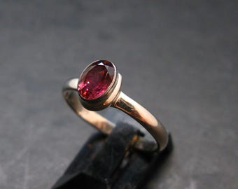 Pink Tourmaline Silver Ring From Brazil - 2.39 Grams - Size 6