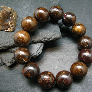 Boulder Opal Genuine Bracelet ~ 7 Inches  ~ 16mm Round Beads