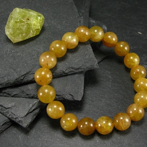 Rare Golden Apatite Genuine Bracelet From Mexico ~ 7 Inches  ~ 10mm Round Beads